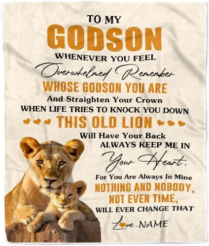 Miniatura 11 de Manta personalizada con texto en inglés «To My Godson», de Godmother Godmother Wolf Moon, My Love for You is Forever Godson Birthday Christmas