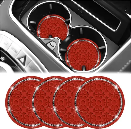 Miniatura 10 de Zpana – Portavasos para automóvil con diamantes de imitación, 4 unidades, 2.75 pulgadas, silicona con cristales de strass, tapetes antideslizantes