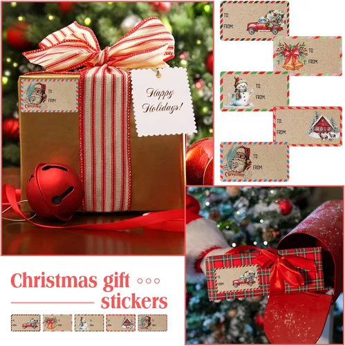 Miniatura 5 de Outus 500 etiquetas de Navidad, etiquetas autoadhesivas de regalo para regalos de Navidad, etiquetas de nombre de Navidad, etiquetas para papel
