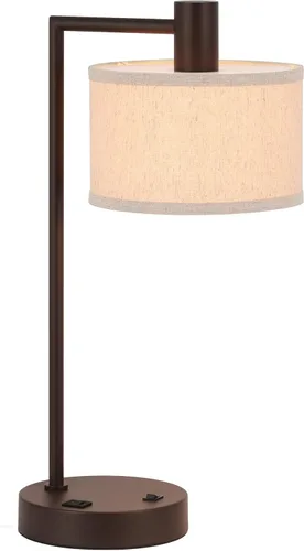 Miniatura 2 de XiNBEi Lighting XB-TL1230-DB - Lámpara de mesa con pantalla de tela, moderna lámpara de hierro con acabado de bronce oscuro para dormitorio, sala