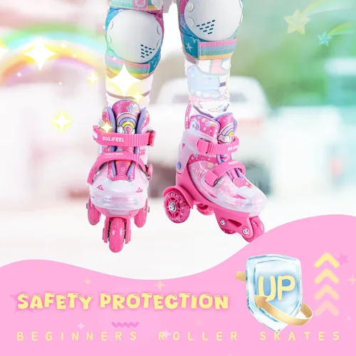 Miniatura 8 de SULIFEEL Patines de Ruedas Ajustables para Niñas Niños Infantiles, Ruedas Divertidas Iluminadas con Luz Flash de Tipo Equilibrio de Tres Puntos