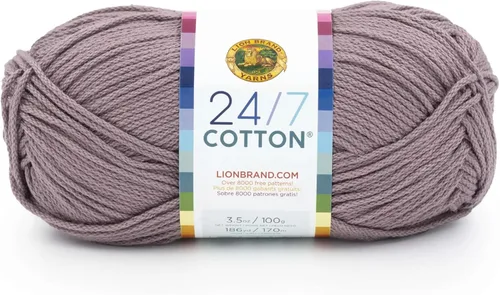 Miniatura 134 de Lion Brand Yarn, Hilo ligero mercerizado de algodón 24/7 para tejer, ganchillo y manualidades, Almirante, 1 paquete, 185 yardas de fibra natural