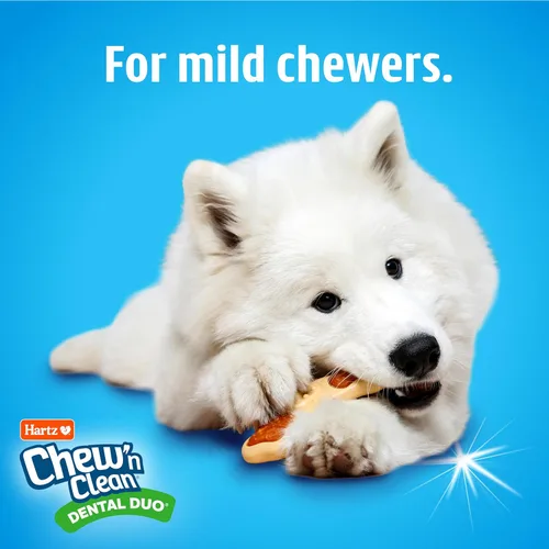 Miniatura 4 de Hartz Chew ‘n Clean juguete masticable y premio en uno con sabor a pollo, juguete tri-punto para perro, pequeño