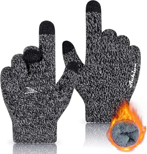 Miniatura 6 de Achiou Guantes de invierno para hombres y mujeres, guantes para pantalla táctil, gel de silicona antideslizante grueso mejorado, forro térmico