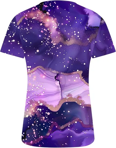 Miniatura 163 de Summer Shirts for Women 2025 Plus Size Short Sleeve Henley Tops Marble Floral Loose Tshirt Tee Casual Dressy Tunics