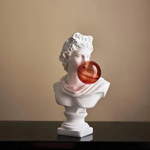 Miniatura 4 de Estatua griega de David Busto, esculturas de cabeza de resina, adorno para decoración de mesa de oficina en casa, estilo D