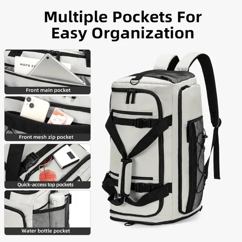 Miniatura 4 de CLUCI Bolsa de gimnasio para hombres y mujeres, bolsa de viaje deportiva, mochila de viaje para gimnasio, fin de semana, mochila con compartimento