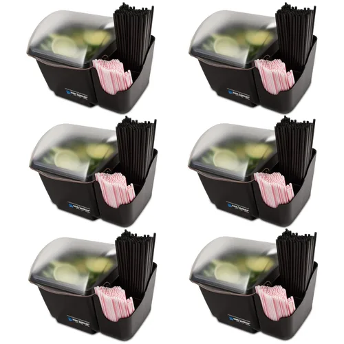 Miniatura 2 de San Jamar BD2002CAR - Centro de decoración de cúpula pequeña con bandeja refrigerable y carrito para mano derecha (1 cuarto de galón, negro, NSF)