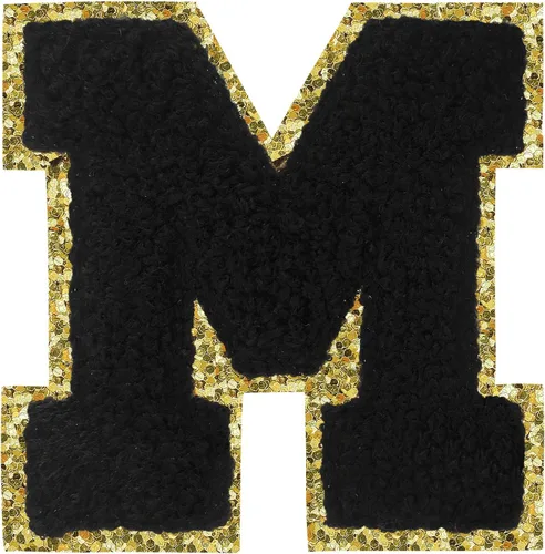 Miniatura 152 de Parches de letras termo-adhesivas de felpilla para chaquetas, parches de letras universitarias con brillantina para planchar en la letra azul A