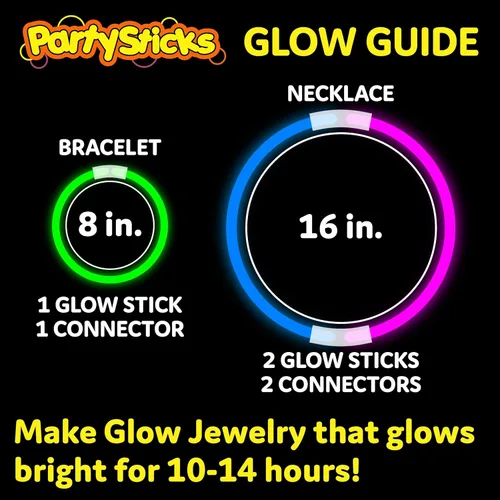 Miniatura 4 de PartySticks Paquete de 400 palos brillantes ultra brillantes para fiestas, 8 pulgadas que brillan en la oscuridad, recuerdos de fiesta de Halloween