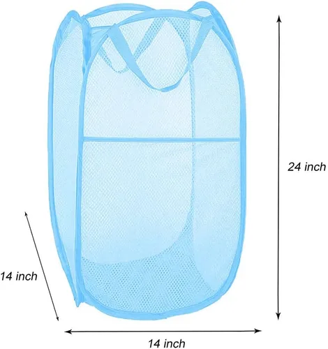 Miniatura 2 de Larpur Paquete de 2 cestas plegables para la ropa sucia, cestas de malla portátiles para la habitación de los niños, dormitorio universitario, baño