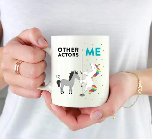 Miniatura 3 de Andaz Press Funny Quirky - Taza de té de café de cerámica de 11 onzas, regalo de agradecimiento, otros actores yo, unicornio de caballo, 1 paquete