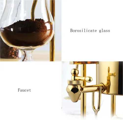 Miniatura 4 de ASSICON Cafetera de aluminio con sifón de equilibrio familiar de lujo, cafetera con sifón en frío, cafetera con diseño elegante estilo retro