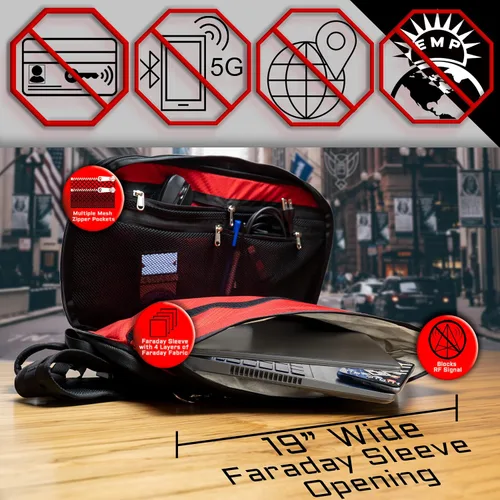 Miniatura 3 de Xtreme Sight Line Bolsa FLEX Faraday para laptops, tabletas y dispositivos electrónicos de tamaño medio ~ Tracking/Hacking Defense ~ Rojo