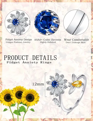 Miniatura 92 de Anillo de plata 925, anillos de plata ajustables para mujer, anillos de pulgar abiertos, anillos de circonio, anillos ajustables, anillos abiertos
