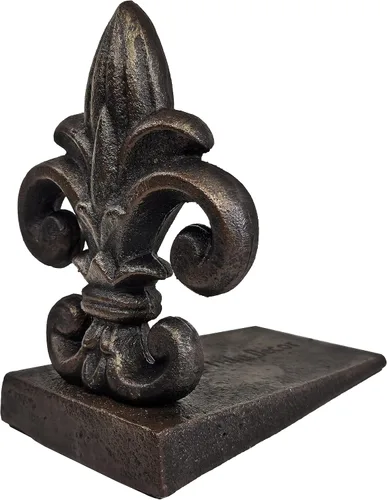 Lulu Decor 100% hierro fundido Fleur De Lis tapón de puerta, 4 libras 5 onzas, tapón de puerta bien construido, 6.50 pulgadas de alto, 6 pulgadas de