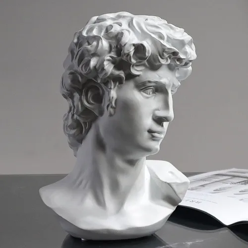 Estatua de David de Yahu Lando, busto griego, estatua de cabeza de busto para decoración del hogar romano, decoración de mesa de café blanca,