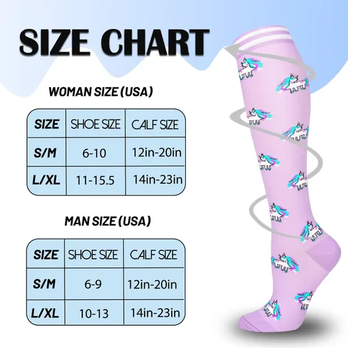 Miniatura 6 de CTHH 57 pares de calcetines de compresión para mujeres y hombres, medias de compresión para apoyo, correr, atletismo, enfermería, viajes