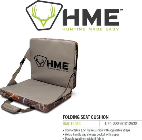 Miniatura 4 de HME Cojín de espuma para asiento plegable de caza, duradero, portátil, compacto, cómodo, resistente a la intemperie, versátil con correas ajustables