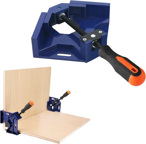 Miniatura 2 de Abrazadera de esquina – Abrazadera de ángulo recto de 90 grados – Aleación de aluminio resistente de un solo mango por DMNI (4, azul)