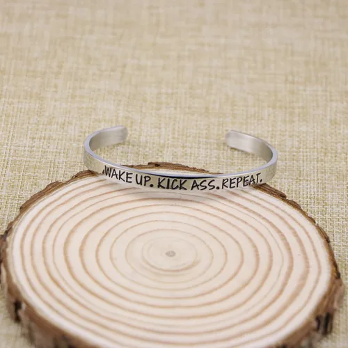 Miniatura 4 de Pulsera estampada a mano para mujer, joyería femenina de acero inoxidable