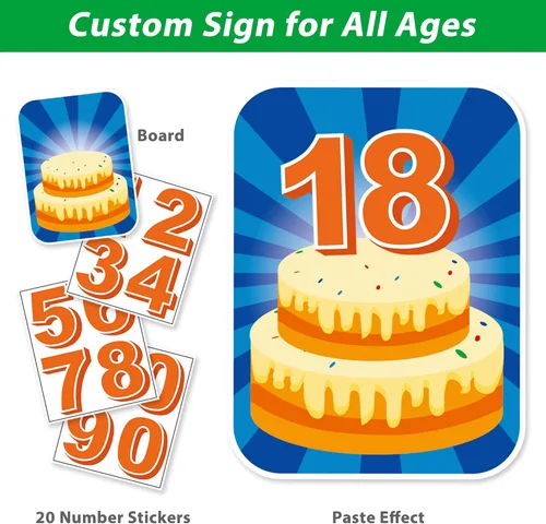 Miniatura 3 de ComboJoy 16 carteles de feliz cumpleaños con estacas, letreros de plástico personalizados con luces LED, 20 calcomanías de números y letras