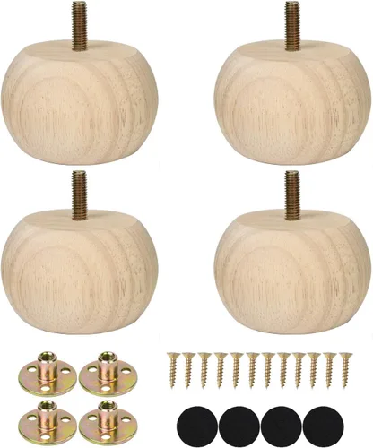 Miniatura 6 de Maricome Patas de Moño Negras de 2 Pulgadas para Muebles Juego de 4 Patas Redondas de Sofá Otomano con Perno M8 Preperforado