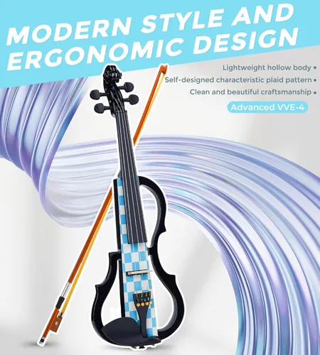 Miniatura 8 de Vangoa Violín eléctrico, kit de violín eléctrico silencioso 4/4 para principiantes, adultos y adolescentes, juego de iniciación de violín eléctrico