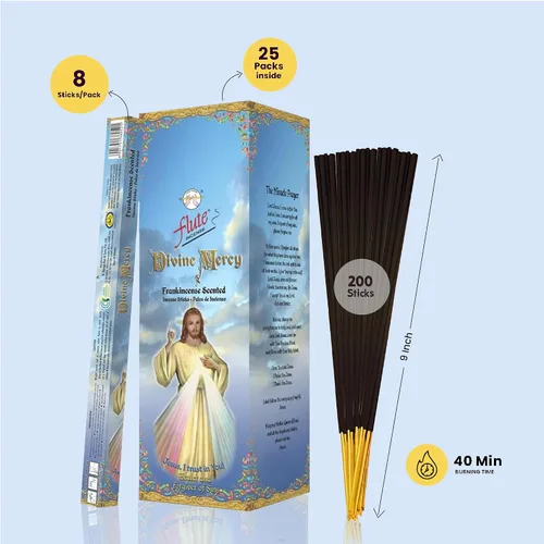 Miniatura 2 de Flute Varillas de incienso cristiano Divine Mercy – Incienso católico y de oración para iglesia y adoración santa – 8 varillas/paquete, 25