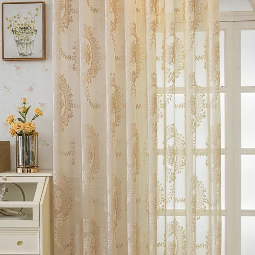 Miniatura 20 de VOGOL Cortinas traslúcidas de 84 pulgadas de largo, cortinas traslúcidas blancas con bordado floral europeo para sala de estar, comedor, bolsillo
