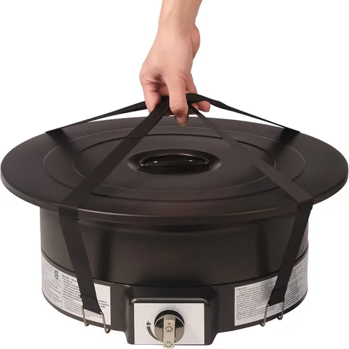Miniatura 3 de Amazon Basics Fogata de propano portátil, redonda de 19 pulgadas, gas para patio, 55,000 BTU, correa de transporte