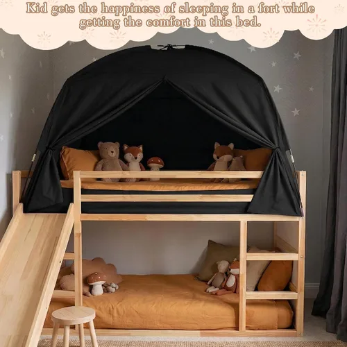 Miniatura 5 de Tiendas de cama para niños y adultos, portátil, 100% transpirable y 93% opaca, tienda de campaña de ensueño para niños pequeños, 3 puertas, gran