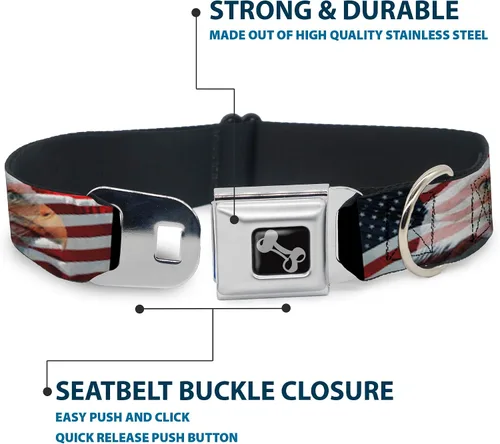 Miniatura 4 de Bandera de Estados Unidos diseño de estrellas y rayas Eagle Diversión Animal Cinturón de Seguridad Pet Collar, Multicolor