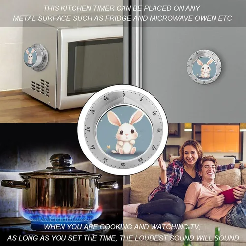 Miniatura 4 de Cartoon Cute Bunny Kitchen Timers for Cooking, 60 Minute Visual Timer for Home, No Batteries Required, Countdown Reminder Chef Timer Clock with