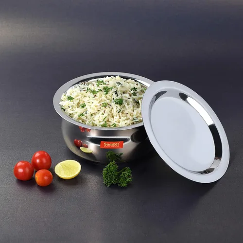 Miniatura 2 de Sumeet Juego de Ollas de Acero Inoxidable de 4 Piezas en Forma de Vientre/Utensilios de Cocina/Juego de Ollas con Tapa 380ML, 500ML, 780ML, 1.1Ltr