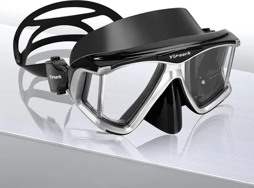 Miniatura 10 de Máscara de buceo para adultos, máscara de esnórquel de vidrio templado antivaho con cubierta para la nariz, gafas de natación panorámicas de 180°