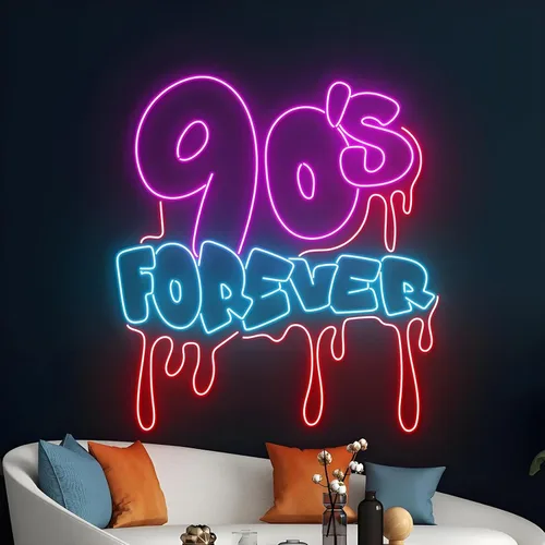 Letrero de neón retro de los años 90, regulable, colores personalizables, decoración ideal de los años 90 y letrero de neón para decoración de