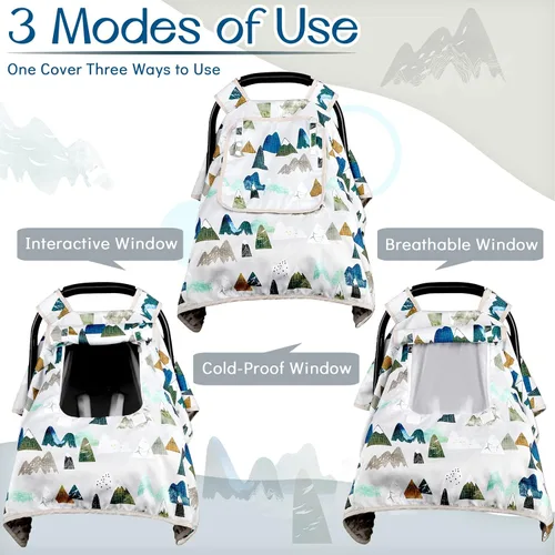Miniatura 4 de Funda de asiento de coche para bebé, toldo para asiento de automóvil para niños, cubierta Minky acogedora y cálida, funda para portabebés