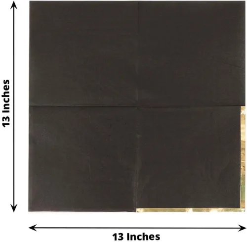 Miniatura 3 de Efavormart - Paquete de 50 servilletas de papel para fiestas, 2 capas, color negro suave con borde de lámina dorada, servilletas de cóctel para cenas