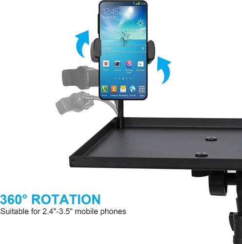 Miniatura 6 de Trípode ajustable para proyector, altura de laptop de 23.5 a 46.5 pulgadas con soporte para teléfono de cuello de cisne, piso para oficina, hogar
