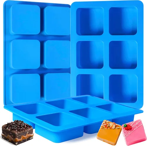 Sidosir 3 moldes cubiertos de chocolate para galletas S'mores, moldes cuadrados de 6 cavidades de silicona para Smores, molde antiadherente de Azul