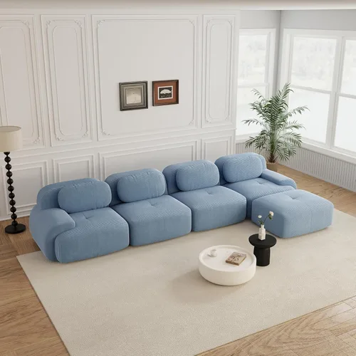 Miniatura 15 de Sofás modulares sin hueso de 152.8 pulgadas para sala de estar, sofá modular con diván en forma de L, cómodo asiento profundo tapizado de tela