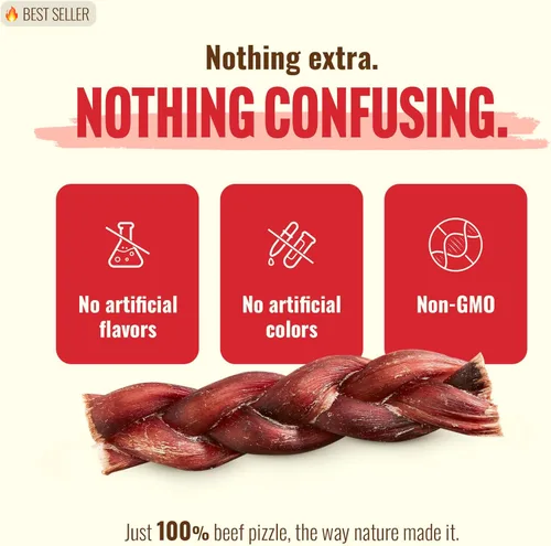 Miniatura 7 de Natural Farm Palitos trenzados sin olor (6 pulgadas, 5 unidades) – 100% carne de res alimentada con pasto, sin granos, bajos en grasa y totalmente