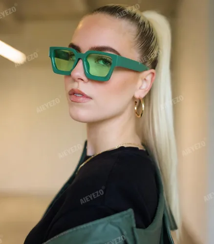 Miniatura 33 de AIEYEZO Gafas de sol cuadradas para mujeres y hombres, gafas de sol cuadradas con montura gruesa, estilo de diseñador simple