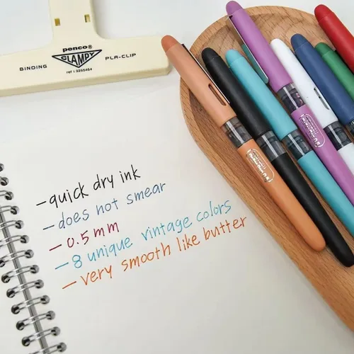 Miniatura 4 de WRITECH Bolígrafo de rodillo de tinta líquida, punta extrafina de 0.5mm, escritura suave, secado rápido, bolígrafos de rodillo de 8 colores surtidos