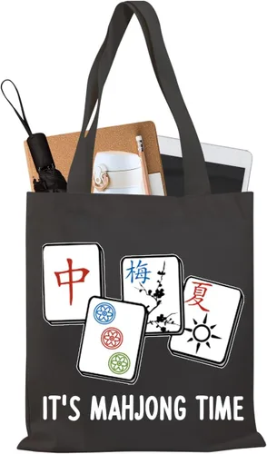 BDPWSS Mahjong Tote Bag Mahjong Lover Gift Mahjong Fan Gift Mahjong Player Gift It's Mahjong Time Mahjong Game Gift