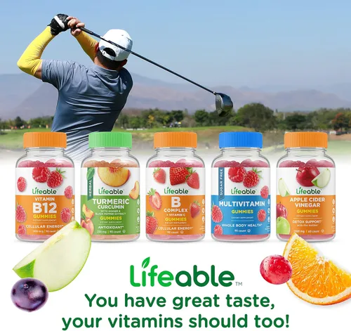 Miniatura 5 de Lifeable Complejo B + Vitamina C 750 mg, paquete de gomitas - Gran sabor, suplemento vitamínico, sin gluten, sin OMG, masticable