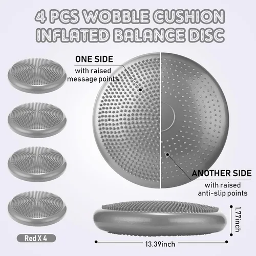 Miniatura 2 de Jerify 4 Piezas Cojín de Equilibrio Inflable Flexible para Asiento Oscilante, Almohadilla de Equilibrio de Estabilidad, Disco de Equilibrio, Asiento