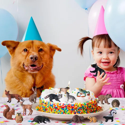 Miniatura 5 de JOKFEICE Figuras de animales pequeños para niños, 16 figuras realistas de animales del bosque, figuras de criaturas del bosque, juguetes educativos