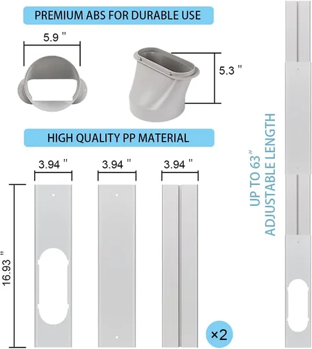 Miniatura 2 de Kit de ventilación de aire acondicionado portátil con manguera de escape de 5.9 pulgadas, kit de ventana de CA portátil ajustable para conductos